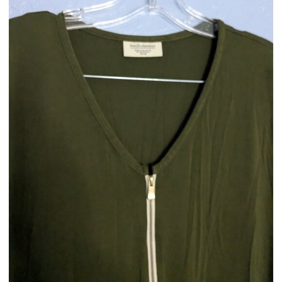 Dwell + Slumber Olive Green V-Neck Caftan Dress Pockets Half-Zip XL sz 18 - Picture 7 of 12